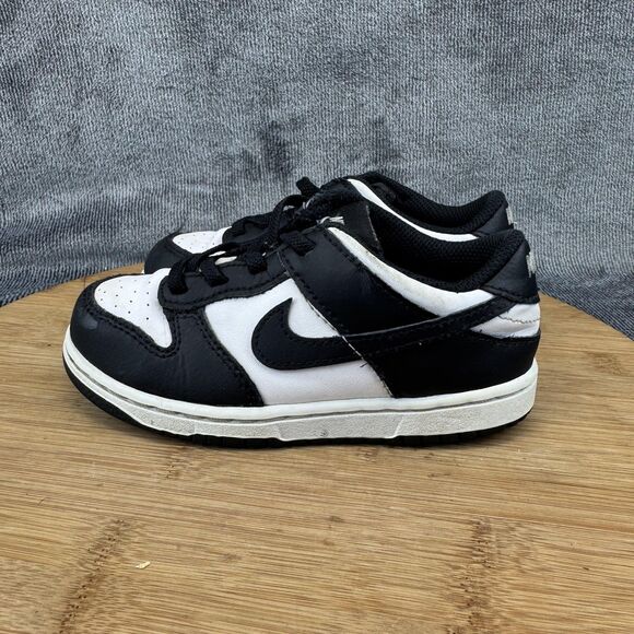 Nike Dunk Low Shoes Kids Size 10C Black White Panda Toddler CW1589-100 Sneakers - Picture 4 of 9